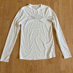 Entro Cream Ribbed Cut Out Long Sleeve Top